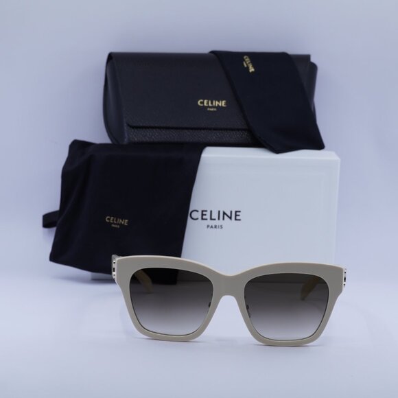 Celine CL40253F 25F TRIOMPHE Square Sunglasses - Cream/Brown Gradient - Picture 3 of 11
